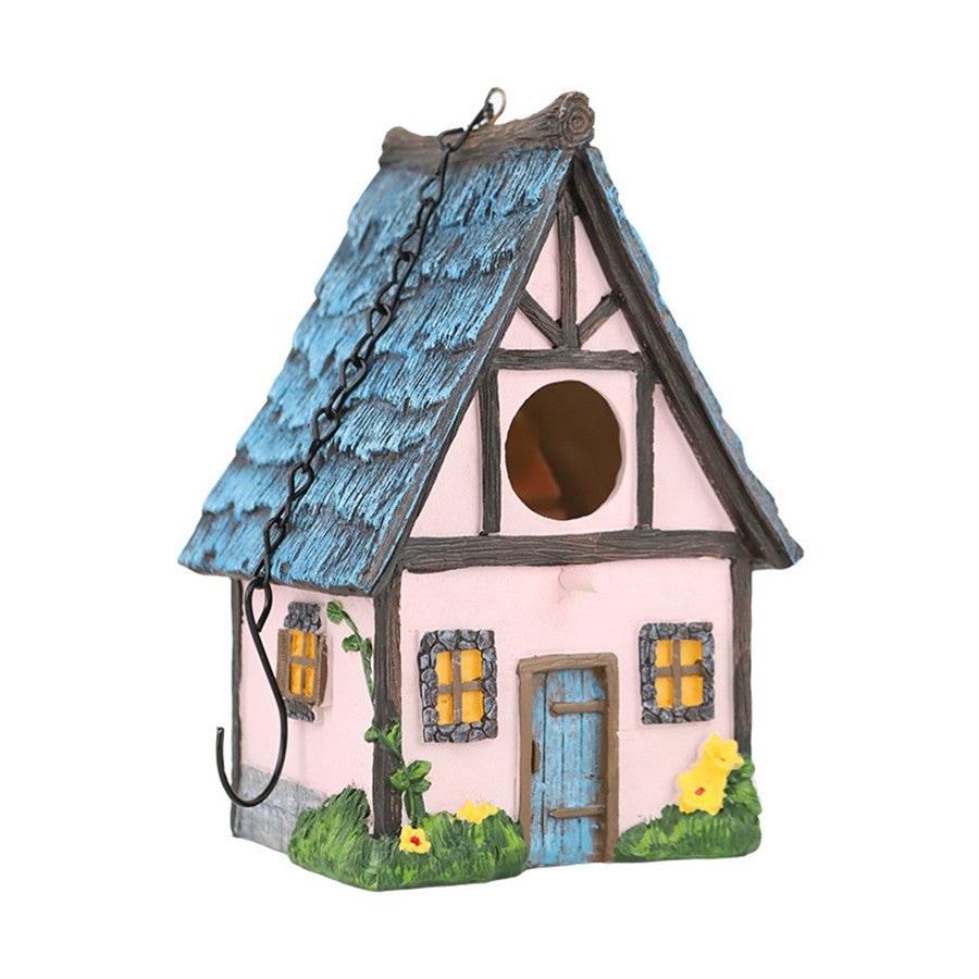 Casa de Pássaros de Resina para Jardim - Cabana Decorativa Suspensa, Presente Perfeito para Amantes de Pássaros e Pássaros Pequenos