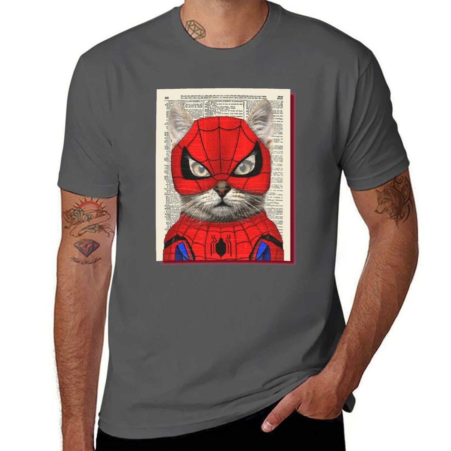spidercat newspaper, classic ti-shirt T-Shirt t shirt man plain t shirts for man cotton T-Shirt