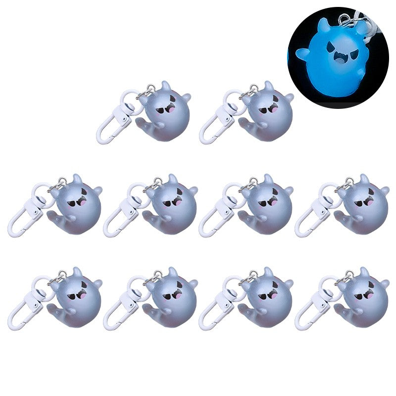 Creative Halloween Luminous Mini Cute Ghost Pendant Keychains Resin Keyring Key Holder for Kid Adult Festival Gifts Bag Charms