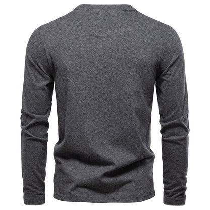 AIOPESON 100% Cotton T-shirt Men Casual Solid Color Long Sleeve Sweater Autumn Fashion High Quality Henley Collar Mens T-shirts