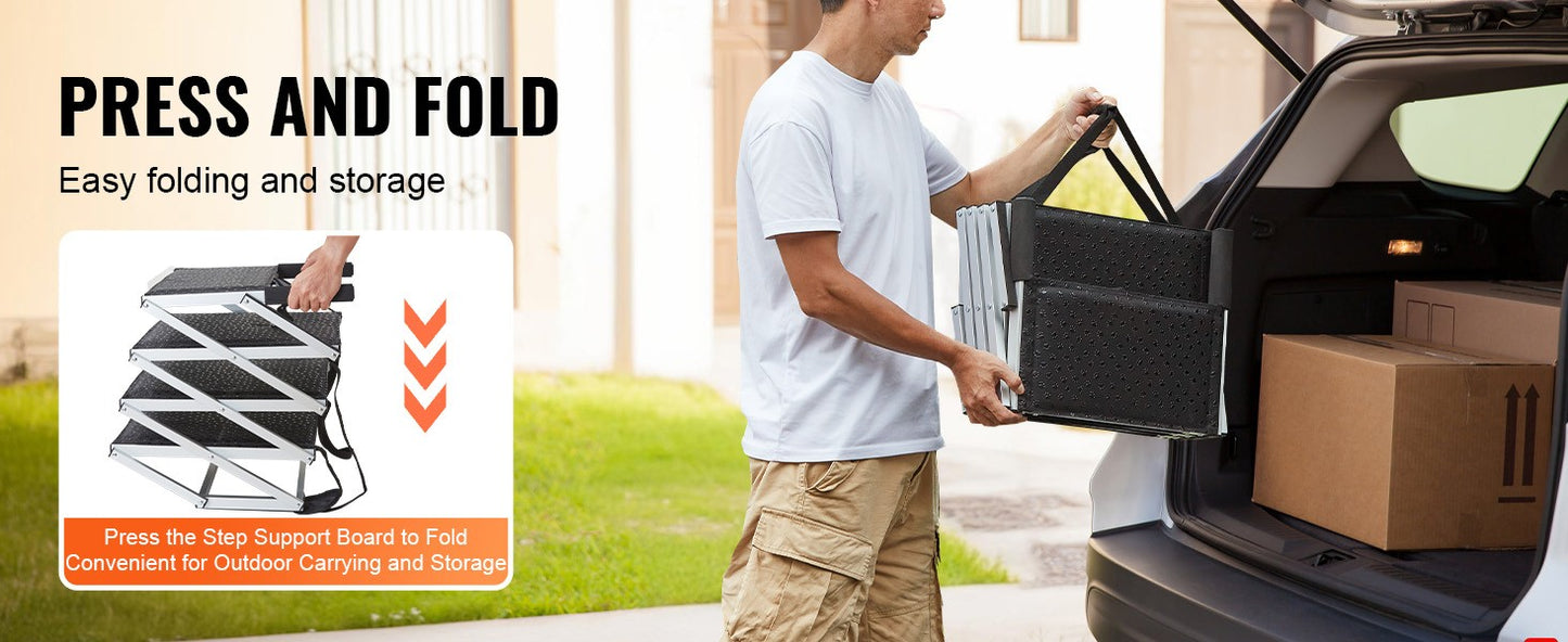SucceBuy Escada para Cães para Carros Degraus Largos para Carros Dobráveis Portáteis Degraus para Animais de Estimação Leves de Alumínio para Carros SUV e Caminhões 68 kg