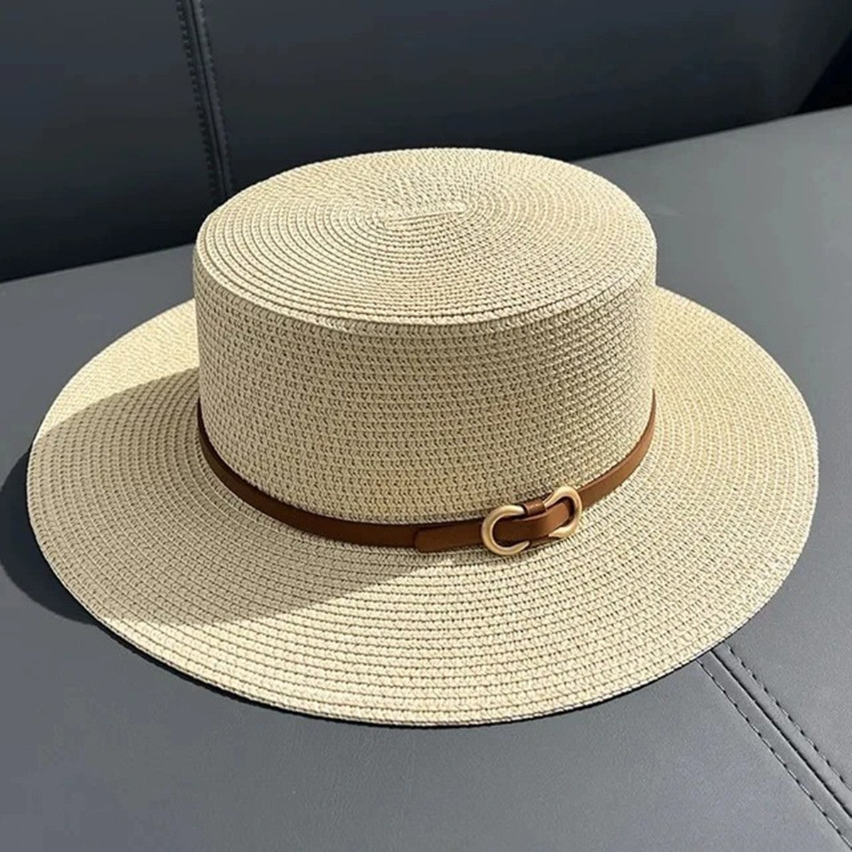 Simple Straw Summer Women Beach Hat Female Casual Panama Hat Women Flat Brim Bowknot Straw Cap Girls Sun Hat
