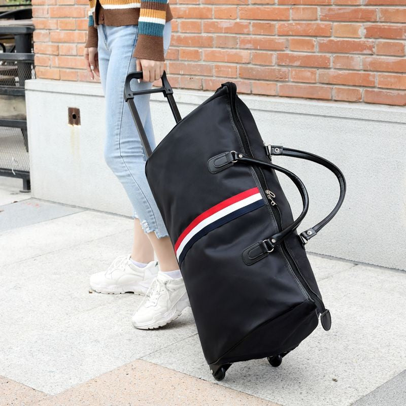 24inch Capacity Travel Trolley Luggage Storage Bag With Wheels Waterproof Pulley Portable Collapsible Expandable Fashion Clothes