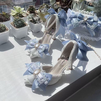 Elegant Woman's Heeled Shoes, Blue Matching Bag and Shoes, Y2K High Heels, Elegant Women's Shoes, 2000S Heels, Wedding Shoes, Lolita Heel