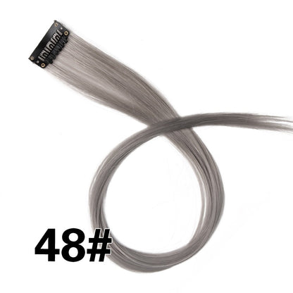 Apliques Sintéticos Presilha de Uma Peça Extensões de Cabelo Arco-Íris Cabelo Sintético Liso Peças de Cabelo de 45cm Longo Ombré Rosa Roxo Vermelho Azul