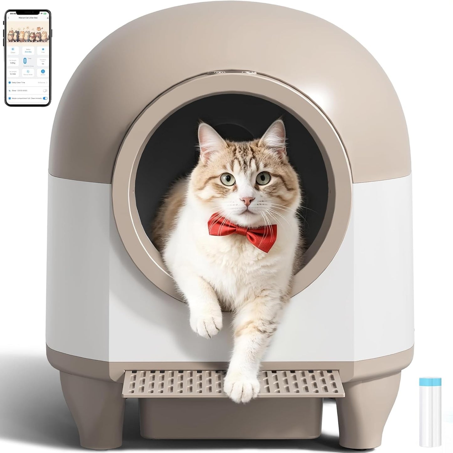 Caixa Sanitária de Limpeza Automática, Caixa Sanitária Automática de 90 L para Vários Gatos Controlada por Aplicativo com Sensores Inteligentes