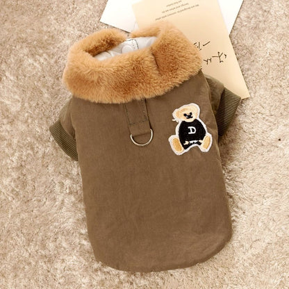 Jaqueta Fashion para Cães Down, Jaqueta de Inverno Quente para Cães, Estampa de Urso, Jaqueta para Cachorros, Casaco Macio e Fofo para Gatos, Roupas para Cães Bulldog Francês