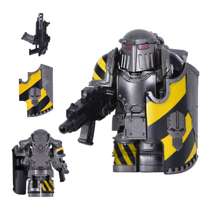 Medieval Knights War 10cm Poseable Collectible 40K Figure - Blue-Gold Armor Skull Face Design