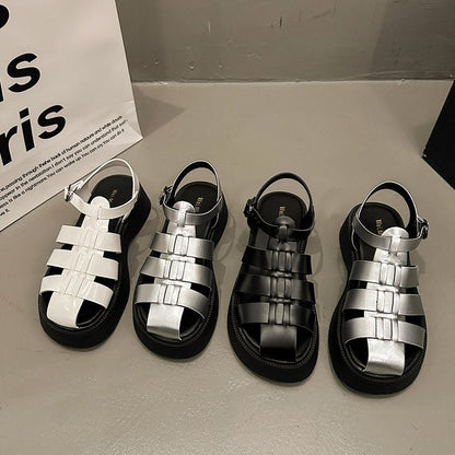 Summer Women's Sandals British Style Platform Women Casual Shoes Fashion Brand Beach Shoes 2024 High Quality Women Roman Sandals