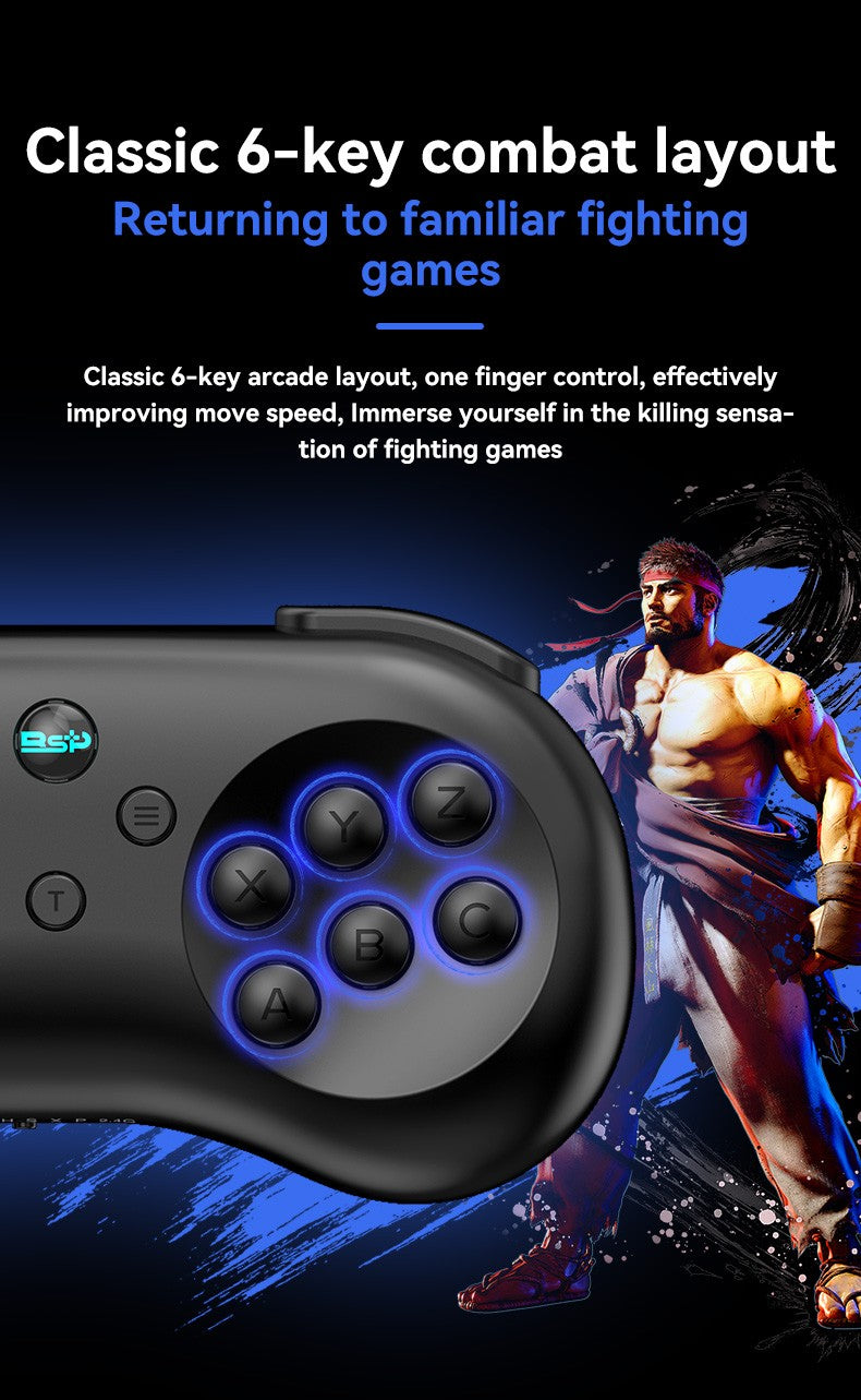 Y04 Game Controller 6-key Fighting Game Controller with Adjustable Height Hall Joystick Supporting PC/IOS/Switch/Android