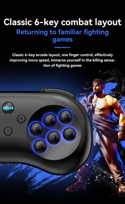 Y04 Game Controller 6-key Fighting Game Controller with Adjustable Height Hall Joystick Supporting PC/IOS/Switch/Android