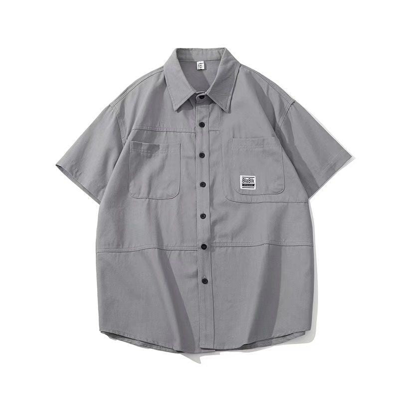 Gmiixder Men Cargo Long Sleeve Shirt Spring Autumn Hip Hop Jacket American Casual Retro Green Tough Man Workwear Shirt