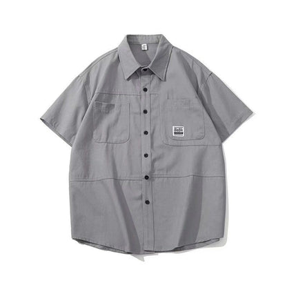 Gmiixder Men Cargo Long Sleeve Shirt Spring Autumn Hip Hop Jacket American Casual Retro Green Tough Man Workwear Shirt