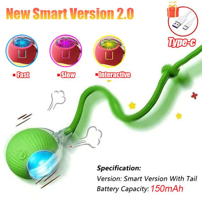Novo Brinquedo Interativo para Gatos Bola Rolante Automática com Cauda Falsa Brinquedo Elétrico Inteligente Recarregável para Animais de Estimação Treinamento de Cães e Gatos Imita Rato