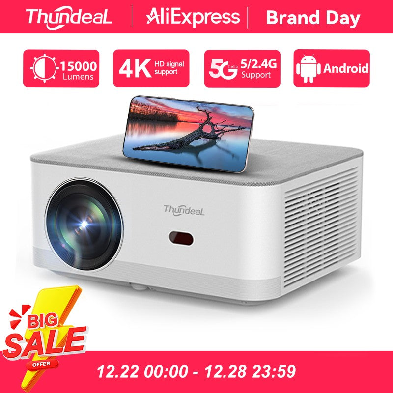 ThundeaL Projetor Portátil Mini TD92 Pro FHD 1080P Full HD Beam 4K Vídeo WiFi Projetor Android TD92Pro Cinema Doméstico 3D