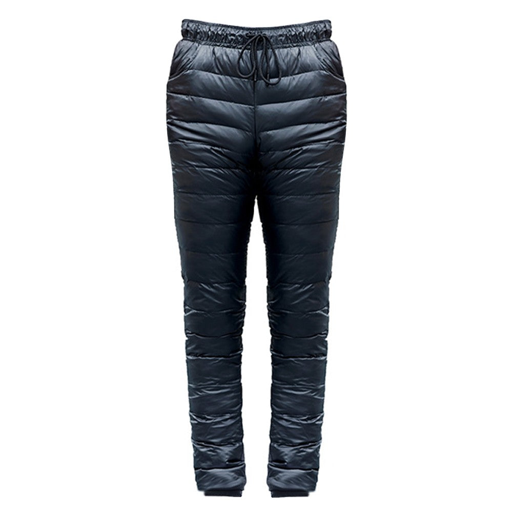 S-5XL Down Pants Ultralight Warm Winter Snow Pants with Pocket Windproof Waterproof Camping Home Mountain Skiing Unisex