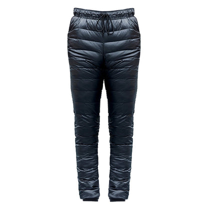 S-5XL Down Pants Ultralight Warm Winter Snow Pants with Pocket Windproof Waterproof Camping Home Mountain Skiing Unisex