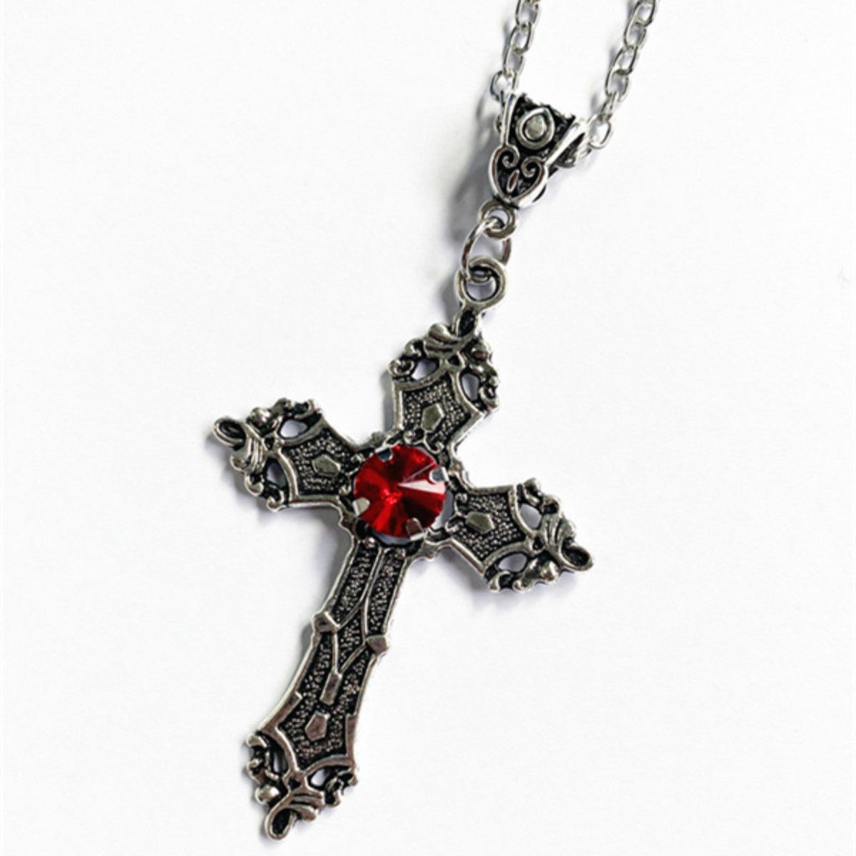 Colares com Pingente Grande de Cruz Punk Cristal para Mulheres Homens Gótico Corrente Clavicular Cruz Irregular Coleção Outono/Inverno Joias