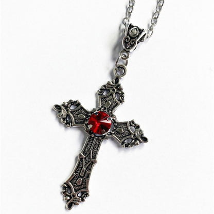 Colares com Pingente Grande de Cruz Punk Cristal para Mulheres Homens Gótico Corrente Clavicular Cruz Irregular Coleção Outono/Inverno Joias