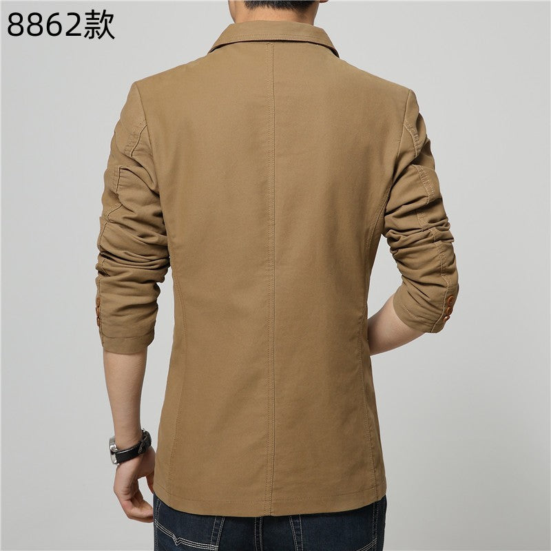 Cotton Business Casual Men Blazer Fashion Trend Slim Fit Solid Color Jacket Large Size M-6XL Khaki Black Brown Suit Coat