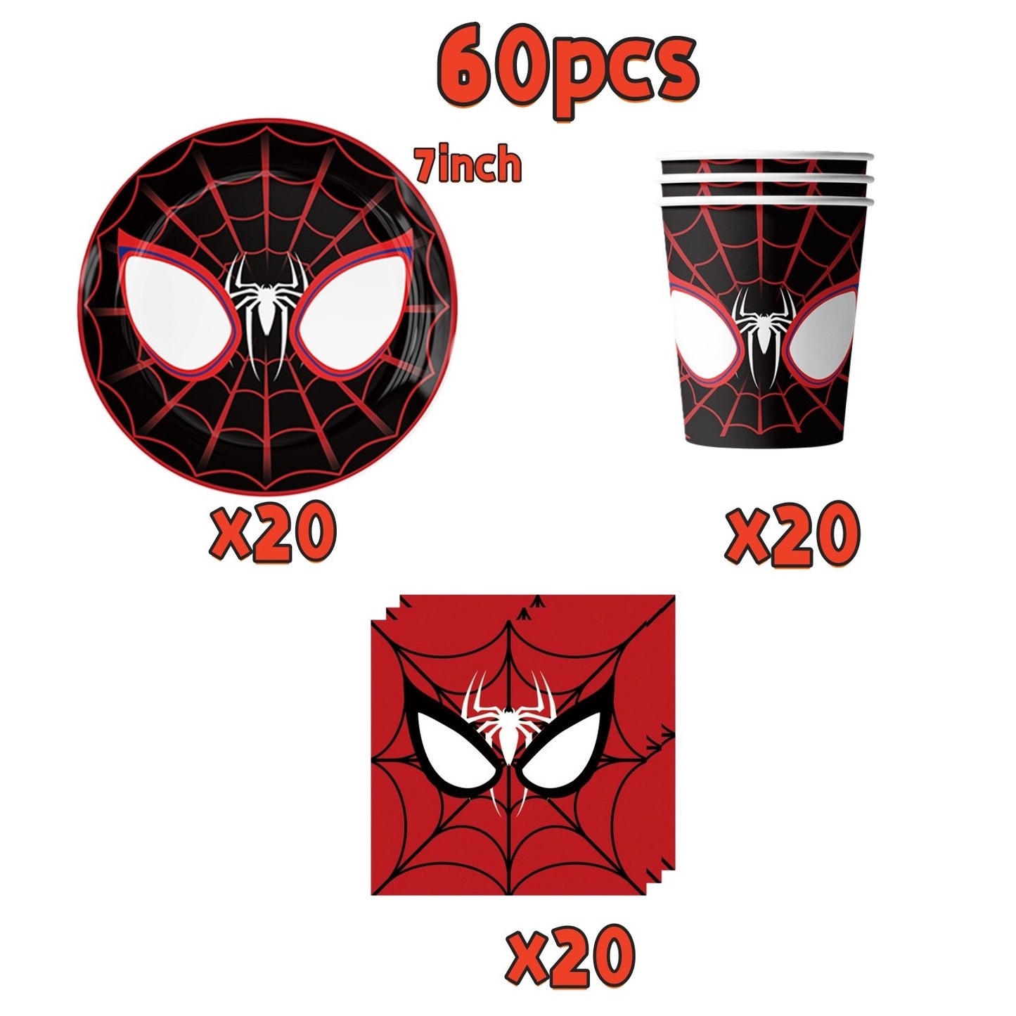 Mask Spider Hero Birthday Party Supplies Tableware Kit Plates Cups Tablecloth Backdrop Balloons Kids Party Decorations Favors