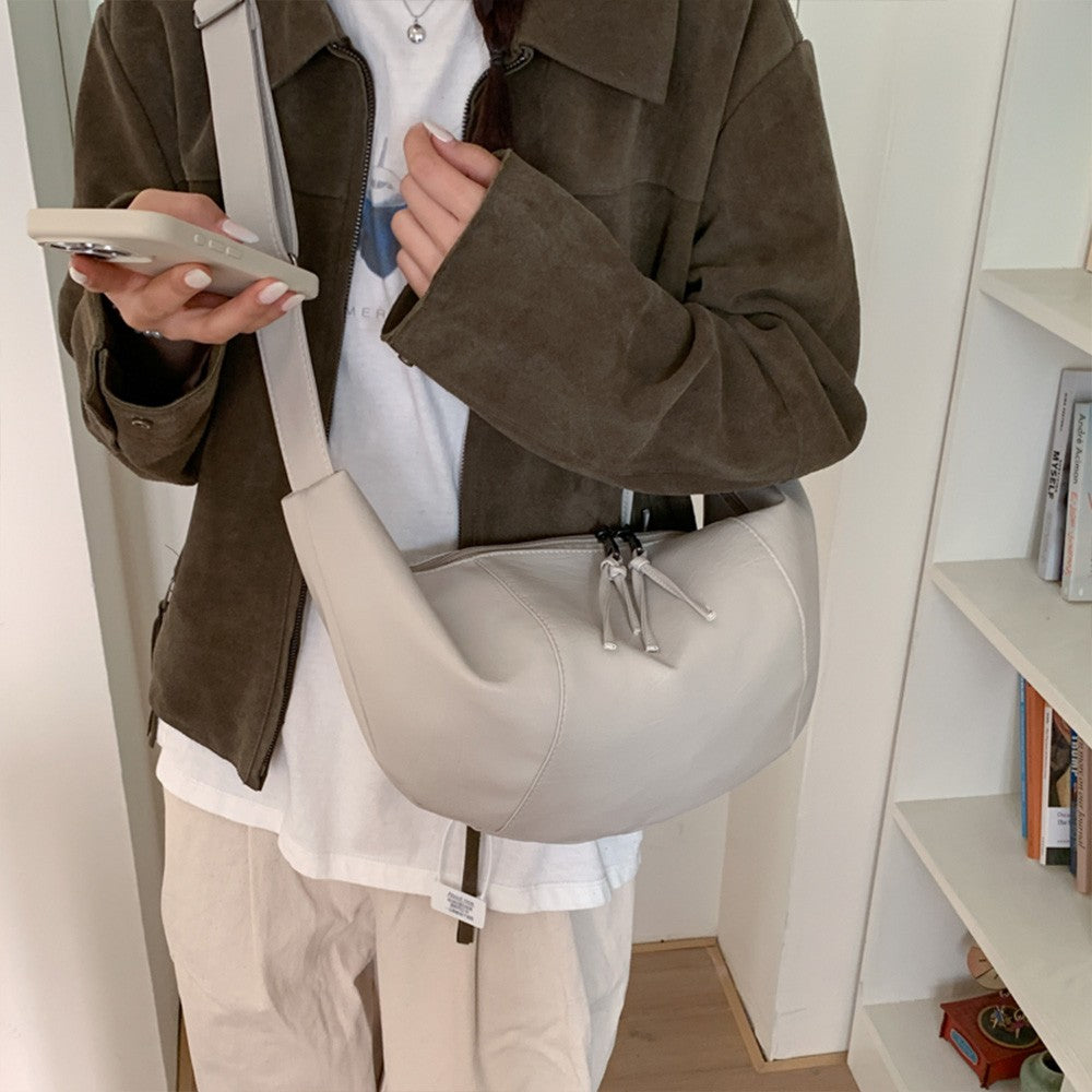 Small Niche Design Women's Large-Capacity Autumn and Winter Versatile Wide-Strap Single Shoulder Crossbody Dumpling Bag