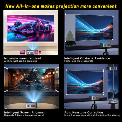 Projetor HORLAT T3N 35000 Lumens Android 12 4K Beamer Full HD 1080P Vídeo 8K Áudio Home Theater Foco Automático Correção Trapezoidal 5G Dual WiFi