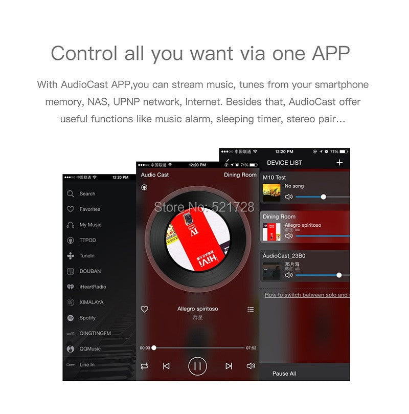 Wireless Wifi Music Audio Streamer Receiver Audiocast Ieast pPlay M5 DLNA For Airplay Audio Music Adapter Multi Room Streams