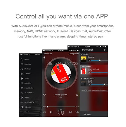 Wireless Wifi Music Audio Streamer Receiver Audiocast Ieast pPlay M5 DLNA For Airplay Audio Music Adapter Multi Room Streams