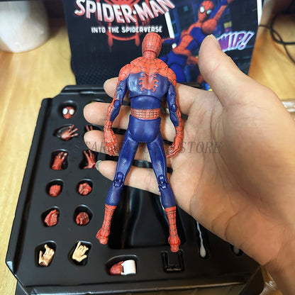 Coleção de Bonecos de Ação Sv Action Spider-Man Peter Parker Sentinel Marvel Homem-Aranha no Aranhaverso Brinquedos Modelo de Estatueta
