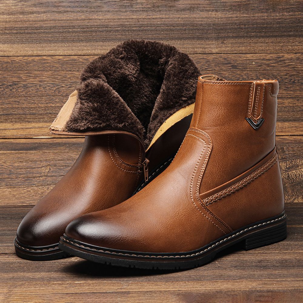 Men Winter Boots Vintage Ankle Warm Men's Winter Shoes #5278