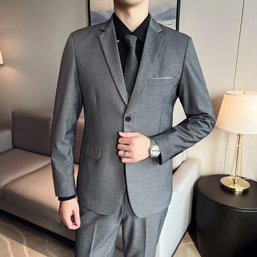 Men's High-Quality 3-Piece Business Casual Wedding Suit Vest Trousers Set Handsome Fashion Banquet Clothing S-6XL