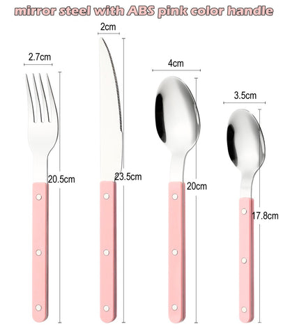Conjuntos de Talheres de Design Moderno Espelhamento Superior Aço Inoxidável 18/8(304) Cabo ABS com Rebites Jogo de Talheres para Cozinha