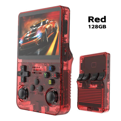 Console de Videogame Portátil Retrô R36S Sistema ARKOS Tela IPS de 3,5 Polegadas Clássico Player de Vídeo Portátil de Bolso Presente de 128G com Jogos
