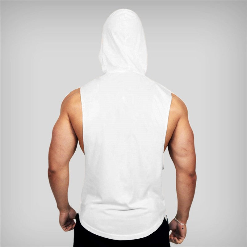 Gym Fitness Loose Sleeveless Vests Street Hip Hop Basketball Hooded Tank Tops Cotton Breathable Shirt Mens Bodybuilding Hoodie