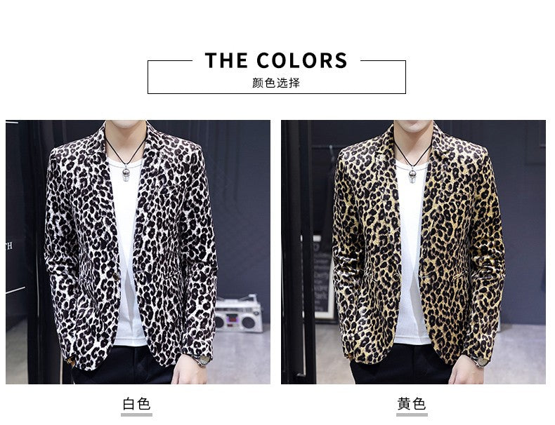 Blazer New Men's Fashion Business Gentleman Wedding British Style Banquet Leopard Print Luxe Handsome Outdoor Casual Blazer