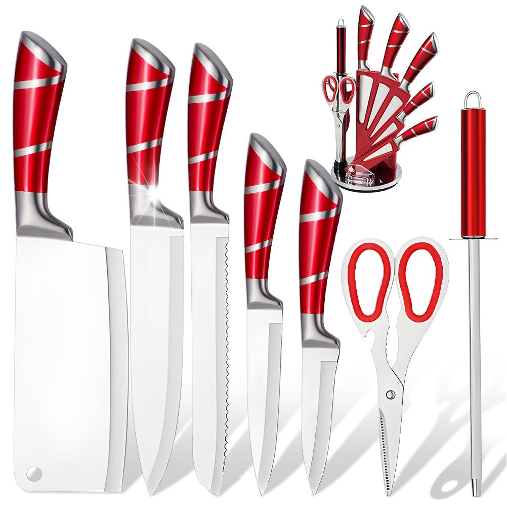 MDHAND 9 Peças Conjunto de Blocos de Facas de Aço Inoxidável com Afiador Cortar Fatiar Frutas Carne Cutelo Faca Utilitária Facas Acessórios