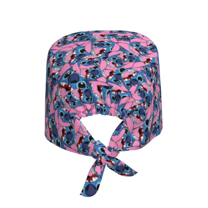 Custom Retro Cartoon Cleaning Working Cap Comfortable  Stitch Ohana Scrub Cap Surgicals Hat Nurse Scrubs Hat For Dentist