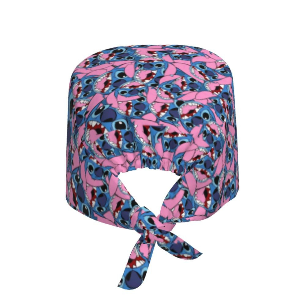 Custom Retro Cartoon Cleaning Working Cap Comfortable  Stitch Ohana Scrub Cap Surgicals Hat Nurse Scrubs Hat For Dentist
