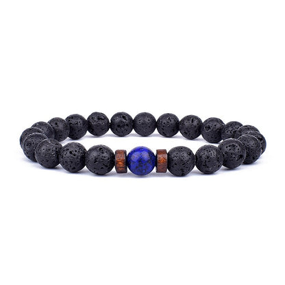 Pulseira de Pedra Vulcânica para Homens Lava Madeira 8mm Contas Pulseira Buda Tibetano Corrente de Pulso Feminina Masculina Jóias Presente Novas Pulseiras
