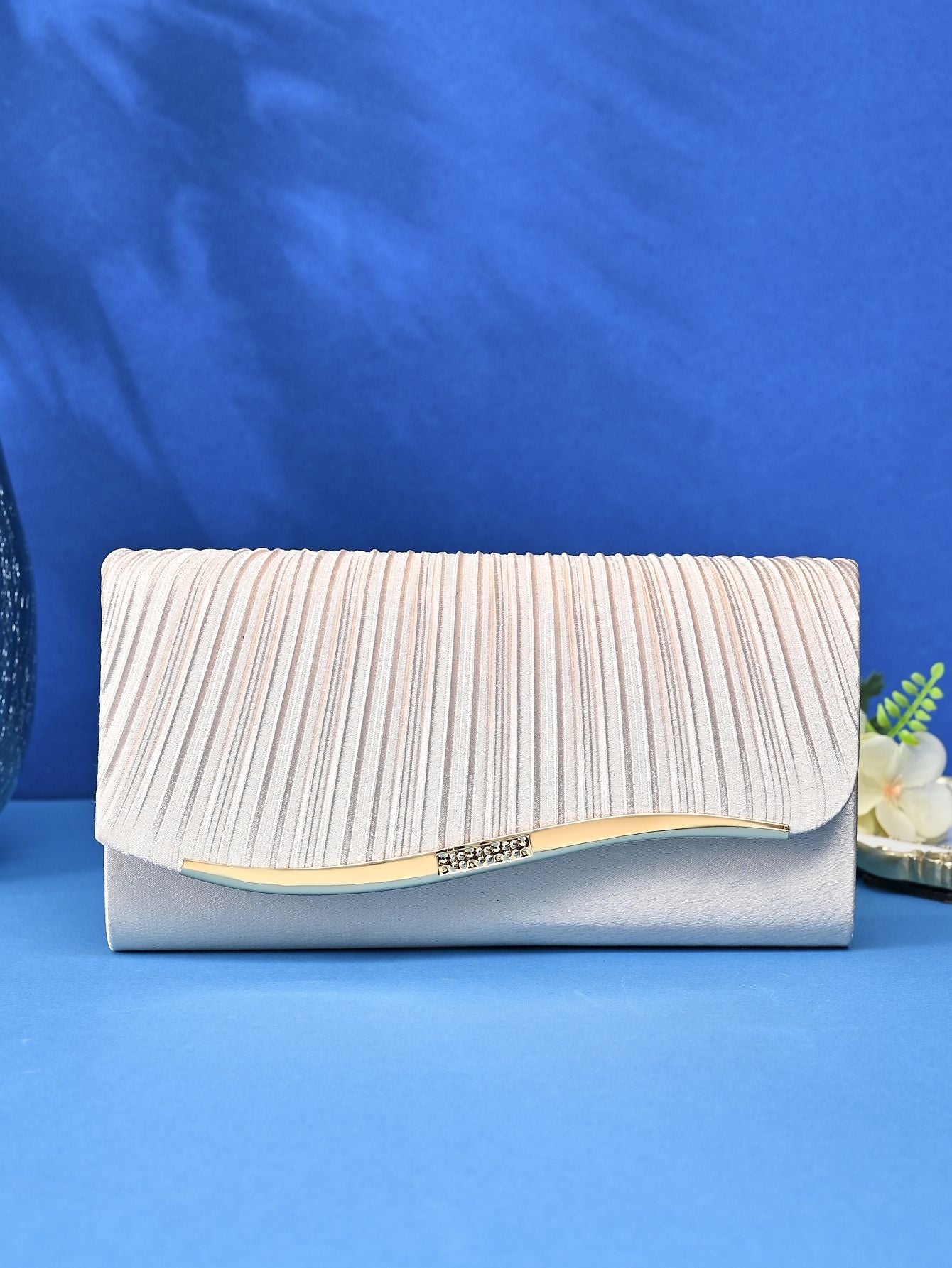 Luxury Pleated Ladies Evening Bag Candy Polyester Clutch Purses for Women Pearl Decorated Wedding Party and Messenger Bag