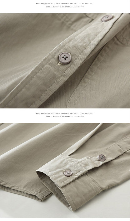 100% Cotton Long Sleeve Shirt for Men Clothing Multi-pockets Versatile Streetwear 2025 Autumn New Casual Cargo Mens Shirt