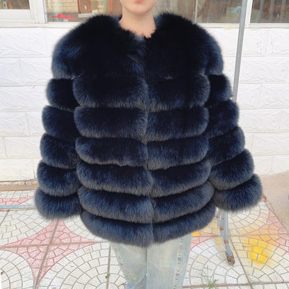 QUEENTINA Fox Fur 70cm Coat Real Winter Women'S New Fashion Furry 2025 Leather And Skin White Natural New In Coats & Jackets