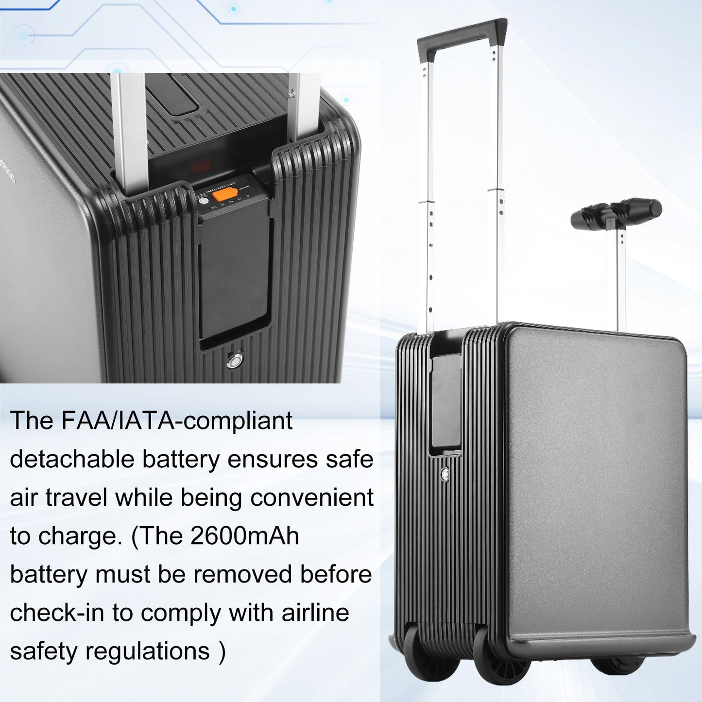 20 Inch Electric Suitcase 40L Large Capacity Boarding Trolley Case With TSA Lock For Men Women Rideable Travel Rolling Luggage