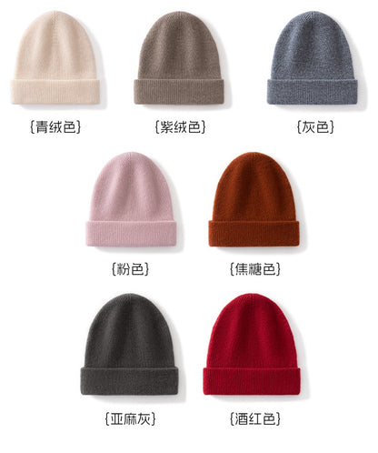 Autumn Winter New 100% Cashmere Hat Women's One-Line Hat Knitted Hat Wool Hat Ear Protection High-Quality Couple Hat