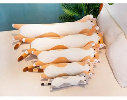 Long Cat Plush Body Pillow Creative Cute Animal Stuffed Cushion Soft Sofa Decorative Throw Pillow Large Sleeping Cushion Decor