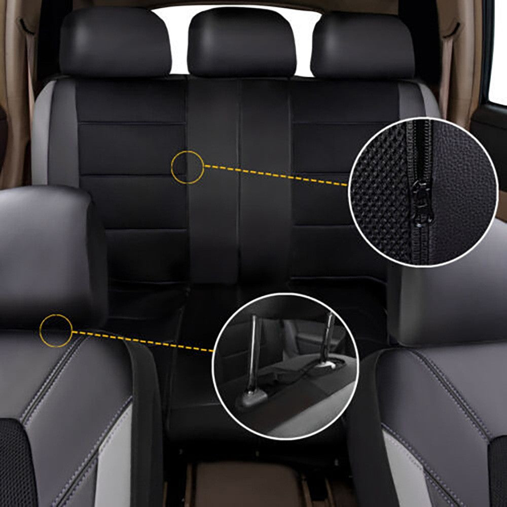 9 Pieces/set Car Seat Cover Car Leather Breathable Fabric Universal Pu Leather Car Seat Cushion Front And Rear Seat Full Protect