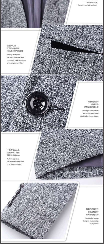 2024 Autumn New Men's Suit Jacket Solid Color Slim Fit Fashionable Business Dress Jacket Classic Men Social Dress Jacket Blazers