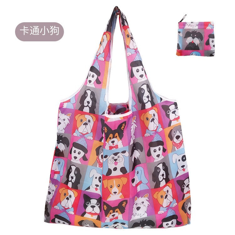 Cartoon Dog Cat Reusable Shopping Bag Nylon Foldable Grocery Bag Creative Eco friendly Handbag Lightweight and Durable