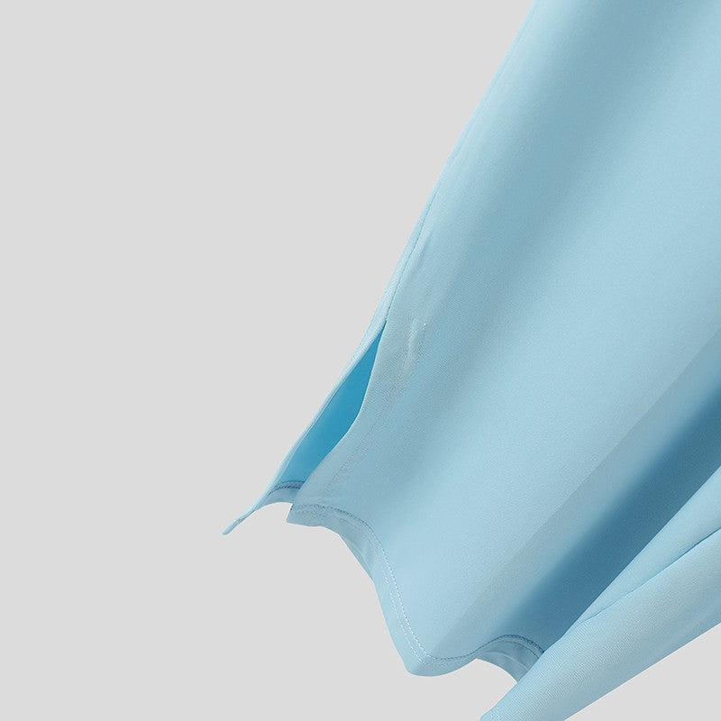 INCERUN Men Sets Solid Color Long Sleeve Long Style T Shirt & Pants Two Pieces Sets Loose Streetwear Fashion Casual Men Suits